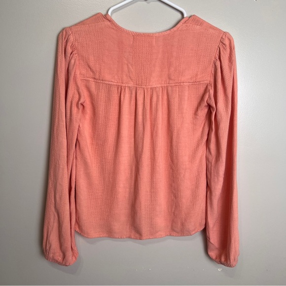 Cloth & Stone NWT Pink Textured Long Sleeve Blouse Size XXS Cotton/Linen Blend - Picture 3 of 7